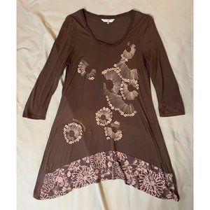 Rocha John Rocha UK 12 US 8 Dress Tunic Ireland Flowers Viscose Knit Jersey Gray